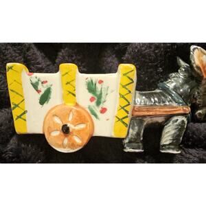 Vintage Japanese Ceramic Donkey Pulling Cart Planter
